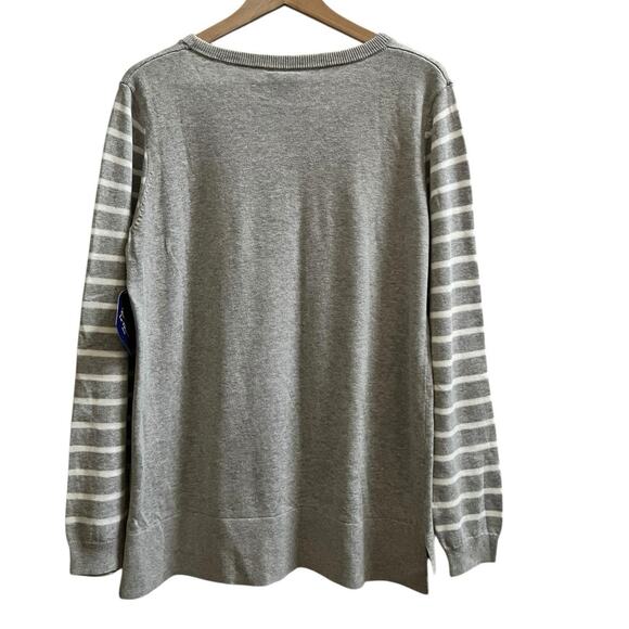 Le Tigre New Gray Cotton Polar Bear With Scarf Graphic Lightweight Sweater Large - Picture 4 of 13